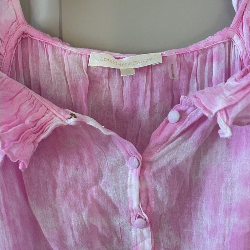 LoveShackFancy Pink Ruffle mini dress size large - Picture 3 of 5
